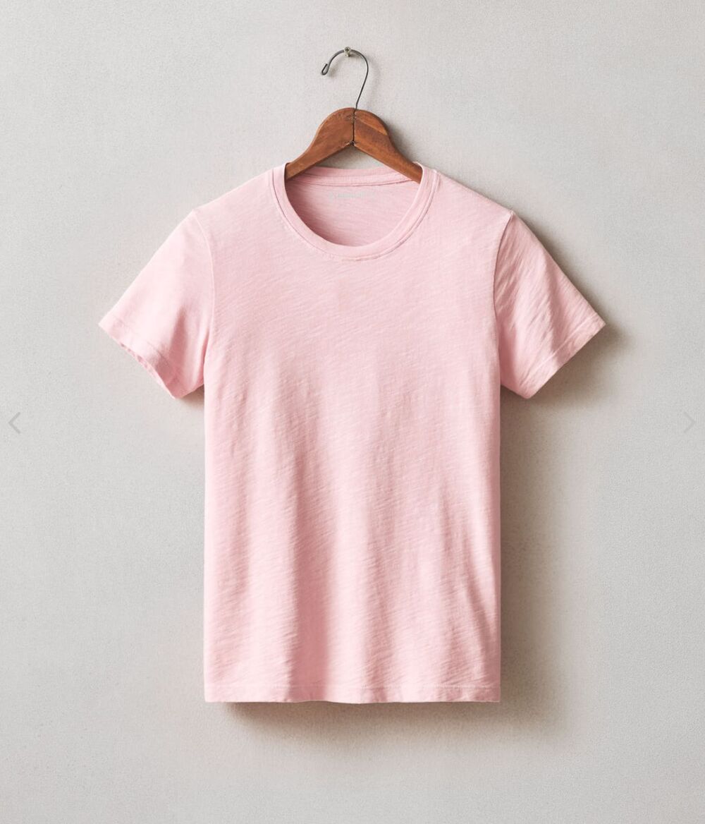American Giant T-Shirt Womens M Pink Short Sleeve Crewneck Slub Knit Jersey NEW